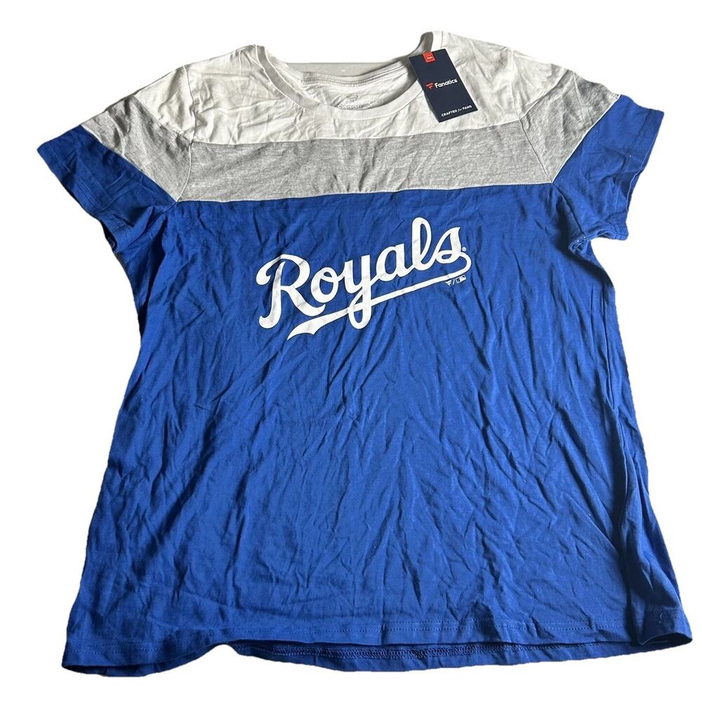 Kansas City Royals Shirt Womens Blue Gray White MLB Baseball Size 1X‎ XL
